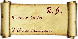 Richter Jolán névjegykártya